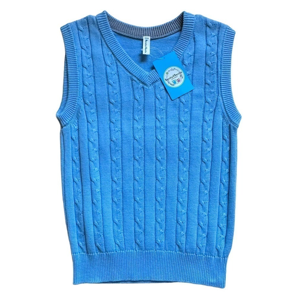 NWT Benito & Benita Light Blue Cable Knit Sweater Vest 11-12